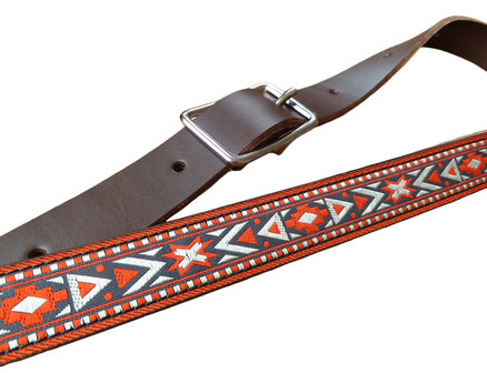 &quot;Navajo&quot; Slim Full Leather Strap - Brown